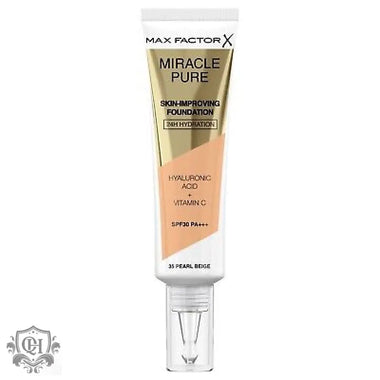 Max Factor Miracle Pure Skin-Improving Foundation SPF30 in 35 Pearl Beige tube