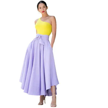 Summer Elegance Retro Solid Color Wide Hem Skirt - Quality Home Clothing| Beauty