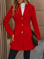 Mid-Length Collared Woolen Coat - Winter Chic - QH Clothing