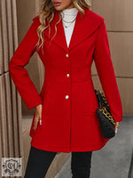 Mid-Length Collared Woolen Coat - Winter Chic - QH Clothing