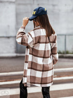 New Mid Length Plaid Printed Coat - Quality Home Clothing| Beauty