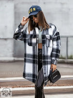 New Mid Length Plaid Printed Coat - Quality Home Clothing| Beauty