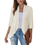 Women Clothing Autumn Solid Color Cardigan  3/4 Sleeve Ruffle Top - Quality Home Clothing| Beauty