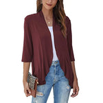 Women Clothing Autumn Solid Color Cardigan  3/4 Sleeve Ruffle Top - Quality Home Clothing| Beauty