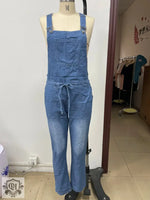 Mid-Waist Denim Overall Jumpsuit - QH Clothing