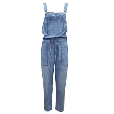 Mid-Waist Denim Overall Jumpsuit - QH Clothing