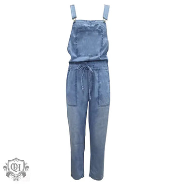 Mid-Waist Denim Overall Jumpsuit - QH Clothing