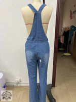 Mid-Waist Denim Overall Jumpsuit - QH Clothing