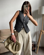 Minimalist Sleeveless Vest Set - Clothing