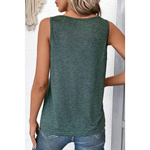 Mist Green V Neck Ruched Tank Top in sleeveless design for relaxed style in UK sizes