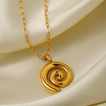 18k gold trendy and fashionable threaded circle design pendant necklace - QH Clothing