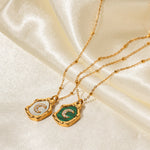 18k Gold Exquisite and Fashionable Irregular Bezel with Moon Inlaid Zircon Design Pendant Necklace - QH Clothing