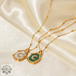 18k Gold Exquisite and Fashionable Irregular Bezel with Moon Inlaid Zircon Design Pendant Necklace - QH Clothing