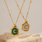 18k Gold Exquisite and Fashionable Irregular Bezel with Moon Inlaid Zircon Design Pendant Necklace - QH Clothing