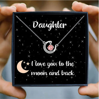 Elegant Lunar Diamond Pendant Necklace in Gift Box -  QH Clothing