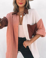 Women Clothing Multi Color Mosaic Long Sleeve Cardigan Women Shirt - Quality Home Clothing| Beauty