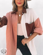 Women Clothing Multi Color Mosaic Long Sleeve Cardigan Women Shirt - Quality Home Clothing| Beauty