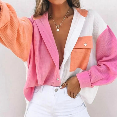 Women Clothing Multi Color Mosaic Long Sleeve Cardigan Women Shirt - Quality Home Clothing| Beauty