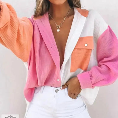 Women Clothing Multi Color Mosaic Long Sleeve Cardigan Women Shirt - Quality Home Clothing| Beauty