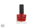 Red Naj Oleari Colour Emotion Nagellack bottle with a black cap, 8ml size