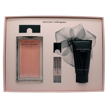 Narciso Rodriguez Musc Noir För Henne Presentset 100ml EDP Sprej + 50ml Body Lotion + 10ml EDP Handväska Sprej