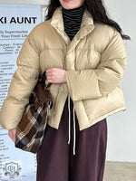 National Standard 90 White Duck down Short down Jacket Women Japanese All Matching Thickened Puffer Jacket - M / Yellow