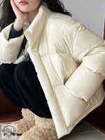 National Standard 90 White Duck down Short down Jacket Women Japanese All Matching Thickened Puffer Jacket - M / Bright