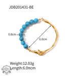 Natural Pearl/Blue Turquoise Light Luxury Vintage 18K Gold Inlaid Bracelet -  QH Clothing