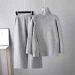 Niche Turtleneck Sweater & Wide Leg Trousers - One Size / Gray - Clothing