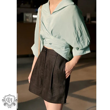 High Waist Linen Shorts Women - QH Clothing