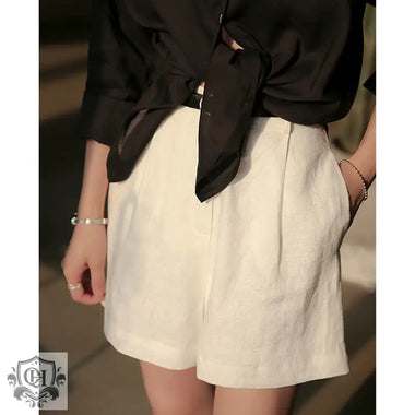 High Waist Linen Shorts Women - QH Clothing