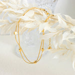 Exquisite and noble 18K gold squares paired with double-layered beach-style anklets - QH Clothing