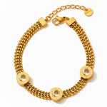 18K gold noble and fashionable round diamond design versatile bracelet - QH Clothing