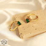 18K gold noble and atmospheric hollow love inlaid gemstone and zircon open design ring - QH Clothing