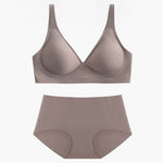 Nude Feel Seamless Bra Set - S / Brown - Clothing