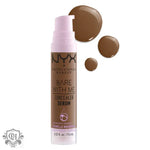 NYX Bare With Me Concealer Serum 9.6ml in 11 Mocha for all skin types applied with a damp beauty sponge