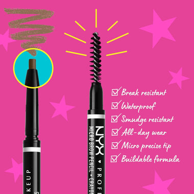 NYX Micro Brow Pencil 0.5g - 08 Black - Cosmetics