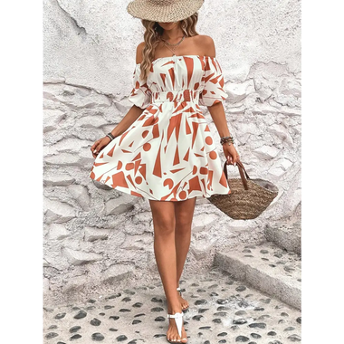 Popular Women Clothing Off Shoulder Printed Dress - Quality Home Clothing| Beauty