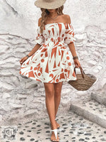 Popular Women Clothing Off Shoulder Printed Dress - Quality Home Clothing| Beauty