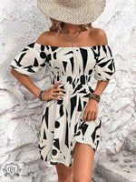 Popular Women Clothing Off Shoulder Printed Dress - Quality Home Clothing| Beauty