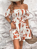 Popular Women Clothing Off Shoulder Printed Dress - Quality Home Clothing| Beauty