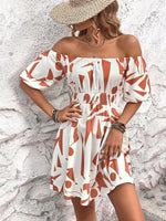 Popular Women Clothing Off Shoulder Printed Dress - Quality Home Clothing| Beauty