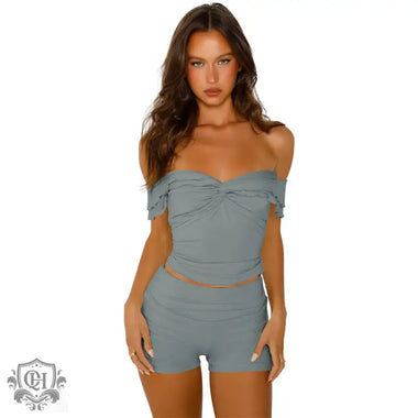 Off Shoulder Two-Piece Set - Clothing