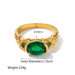 Exquisite 18K Gold Oval Green Zircon Ring: Timeless Elegance -  QH Clothing