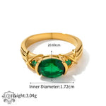 Exquisite 18K Gold Oval Green Zircon Ring: Timeless Elegance -  QH Clothing