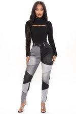 Patchwork Plus Size Shaping Jeans - QH Clothing