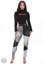 Patchwork Plus Size Shaping Jeans - QH Clothing