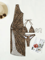 Leopard Print Halter Bikini Set - QH Clothing