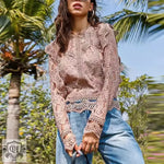 Lace Shirt Base Sexy Cutout Lace Long Sleeved Fresh Sweet Women Top - Quality Home Clothing| Beauty