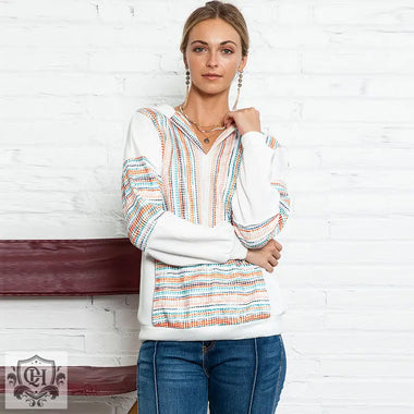 Loose Knitted Hoodie with Printed Design - QH Clothing